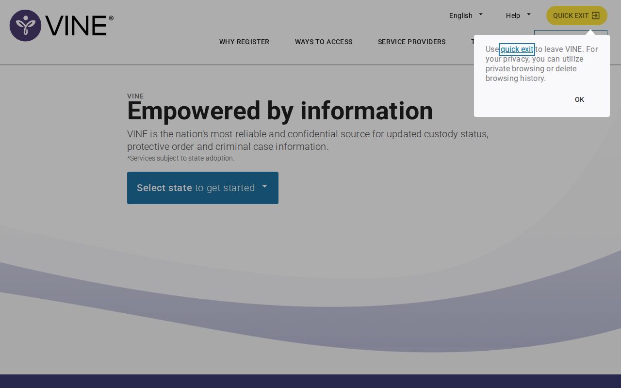 VINELink search result and notification workflow